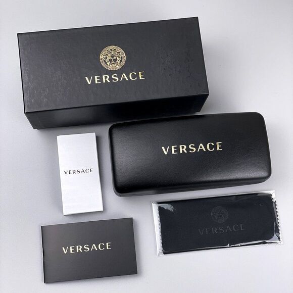 Versace VE4430U GB1/87 BRAND NEW Sunglasses Black Grey Frame Logo Square Unisex